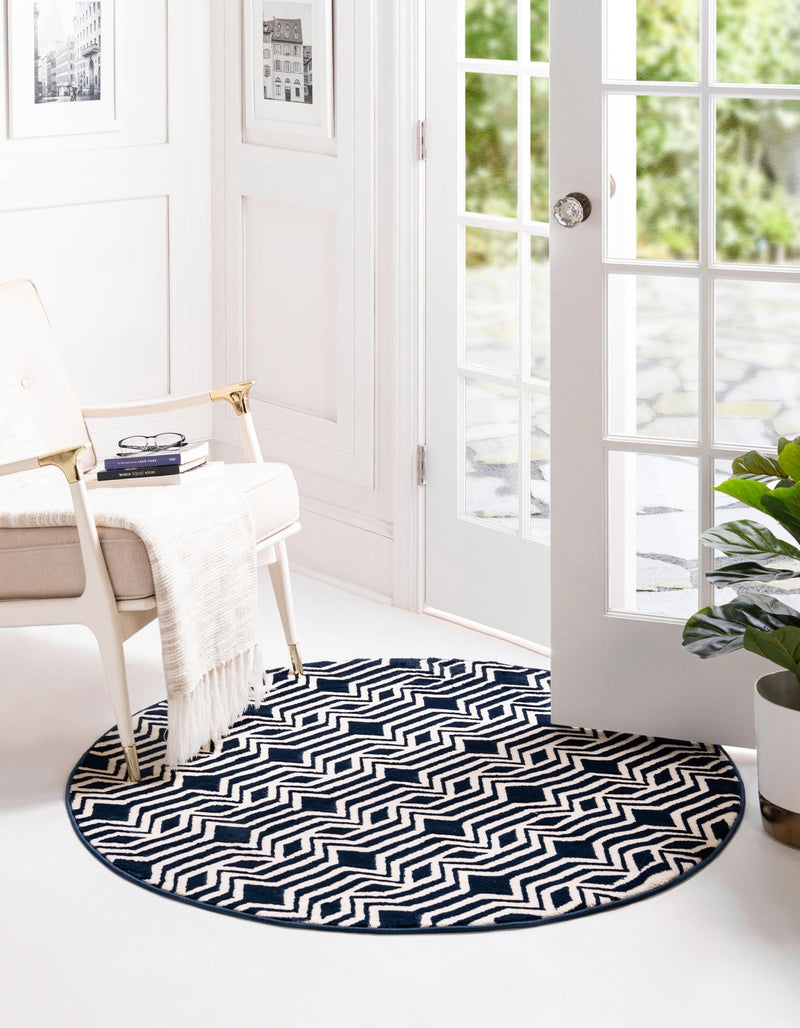 Verona Elegance Collection Area Rug -  Torri Round Navy Blue  lifestyle 42
