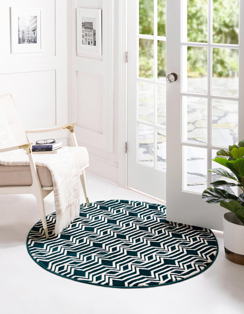 Verona Elegance Collection Area Rug -  Torri Round Teal  lifestyle 32