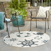 Seaside Haven Rugs Collection Area Rug -  Starfish Round Ivory  lifestyle 56
