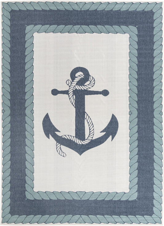 Seaside Haven Rugs Collection Area Rug -  Coralreef Rectangle Navy Blue  lifestyle 3