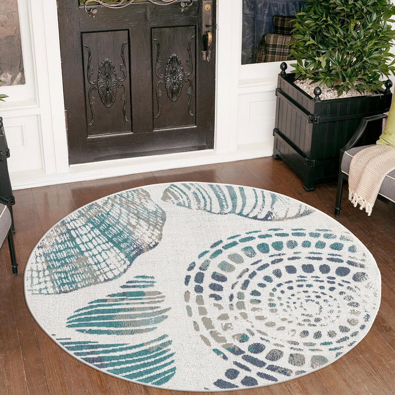 Seaside Haven Rugs Collection Area Rug -  Saltwater Round Ivory  lifestyle 167