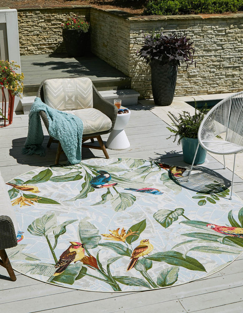 Garden Terrace Escape Collection Area Rug -  Tropic Round Multi  lifestyle 17