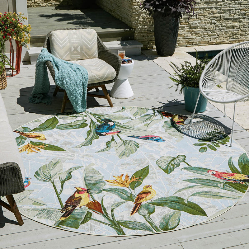 Garden Terrace Escape Collection Area Rug -  Tropic Round Multi  lifestyle 52