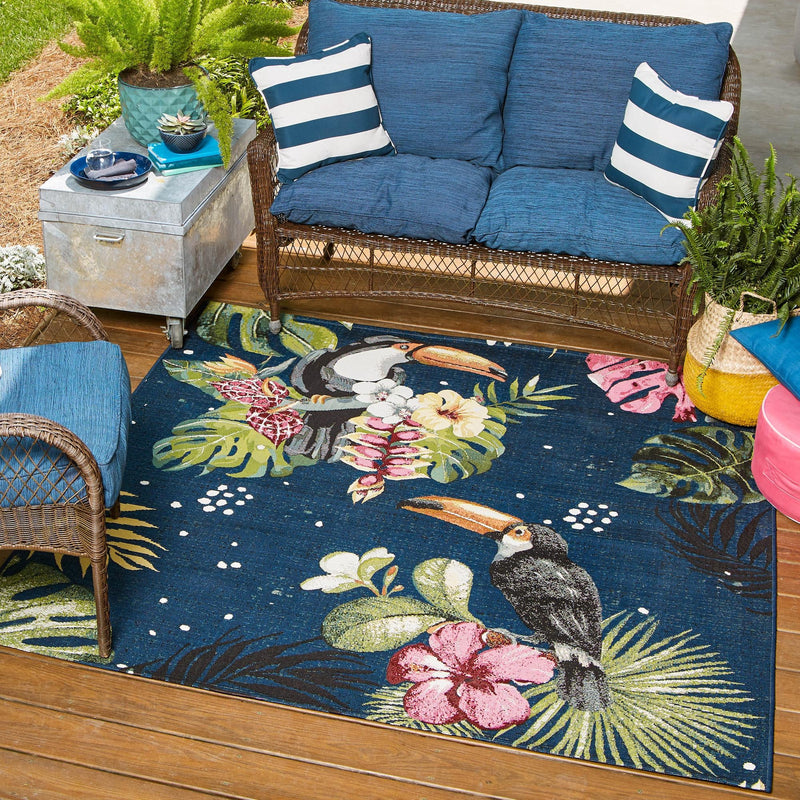 Garden Terrace Escape Collection Area Rug -  Leaf Square Multi  lifestyle 53