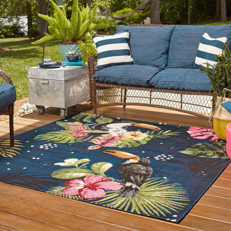 Garden Terrace Escape Collection Area Rug -  Leaf Square Multi  lifestyle 56