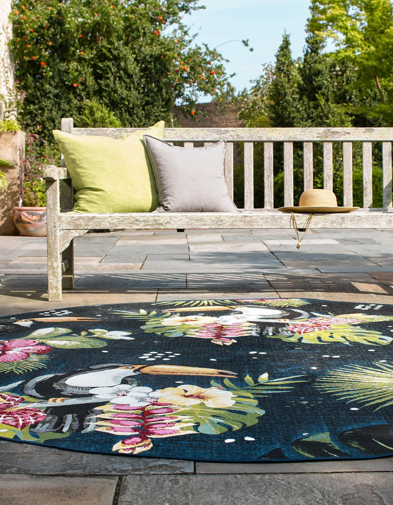 Garden Terrace Escape Collection Area Rug -  Leaf Round Multi  lifestyle 23