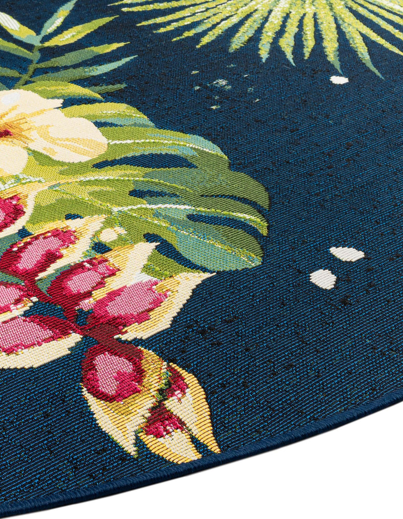 Garden Terrace Escape Collection Area Rug -  Leaf Round Multi  lifestyle 25