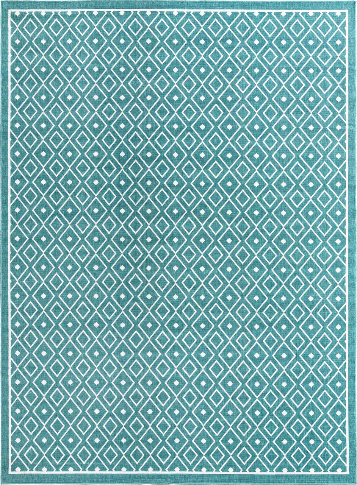 Seaside Lattice Collection Area Rug - Brighton Rectangle Teal Main