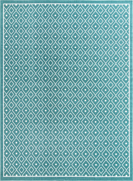 Seaside Lattice Collection Area Rug - Brighton Rectangle Teal Main