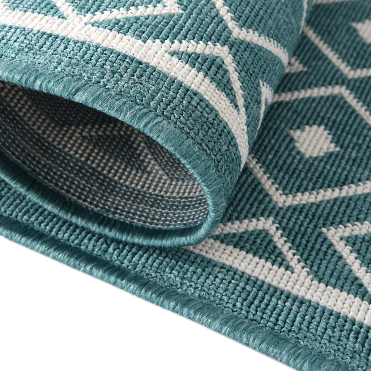 Seaside Lattice Collection Area Rug - Brighton Rectangle Teal  lifestyle 56
