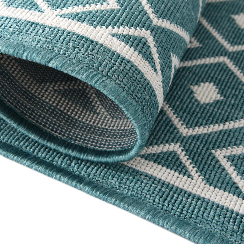 Seaside Lattice Collection Area Rug - Brighton Rectangle Teal  lifestyle 56