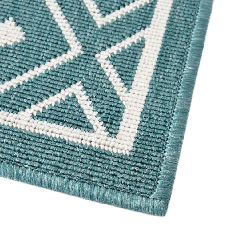 Seaside Lattice Collection Area Rug - Brighton Rectangle Teal  lifestyle 60