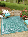 Seaside Lattice Collection Area Rug - Brighton Square Teal  lifestyle 74