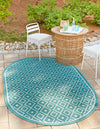 Seaside Lattice Collection Area Rug - Brighton Oval Teal  lifestyle 76