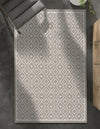 Seaside Lattice Collection Area Rug - Brighton Rectangle Gray  lifestyle 48