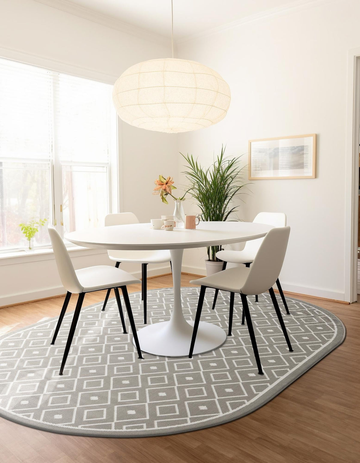 Seaside Lattice Collection Area Rug - Brighton Oval Gray  lifestyle 102