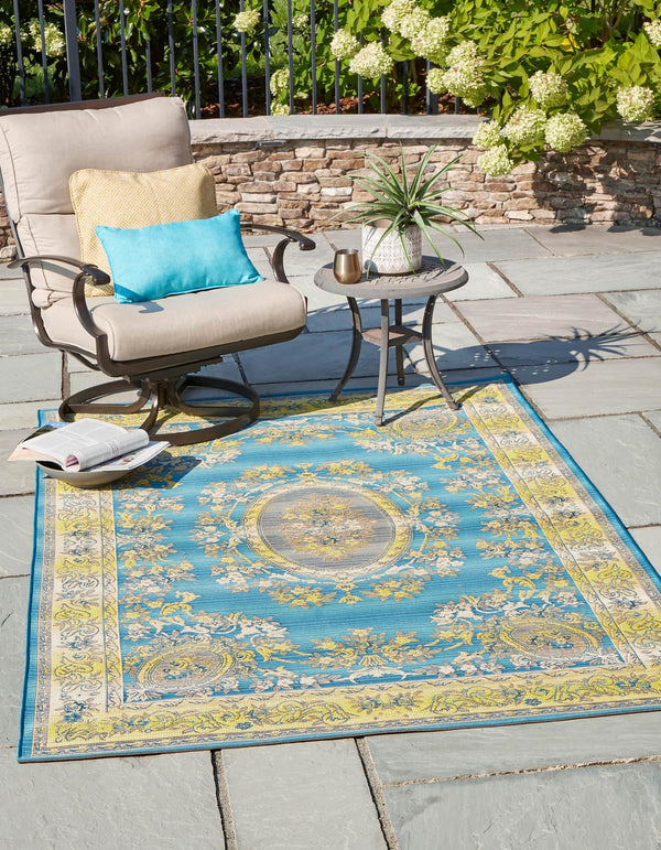 Patio Elegance Collection Area Rug -  Retreat Rectangle Blue  lifestyle 2