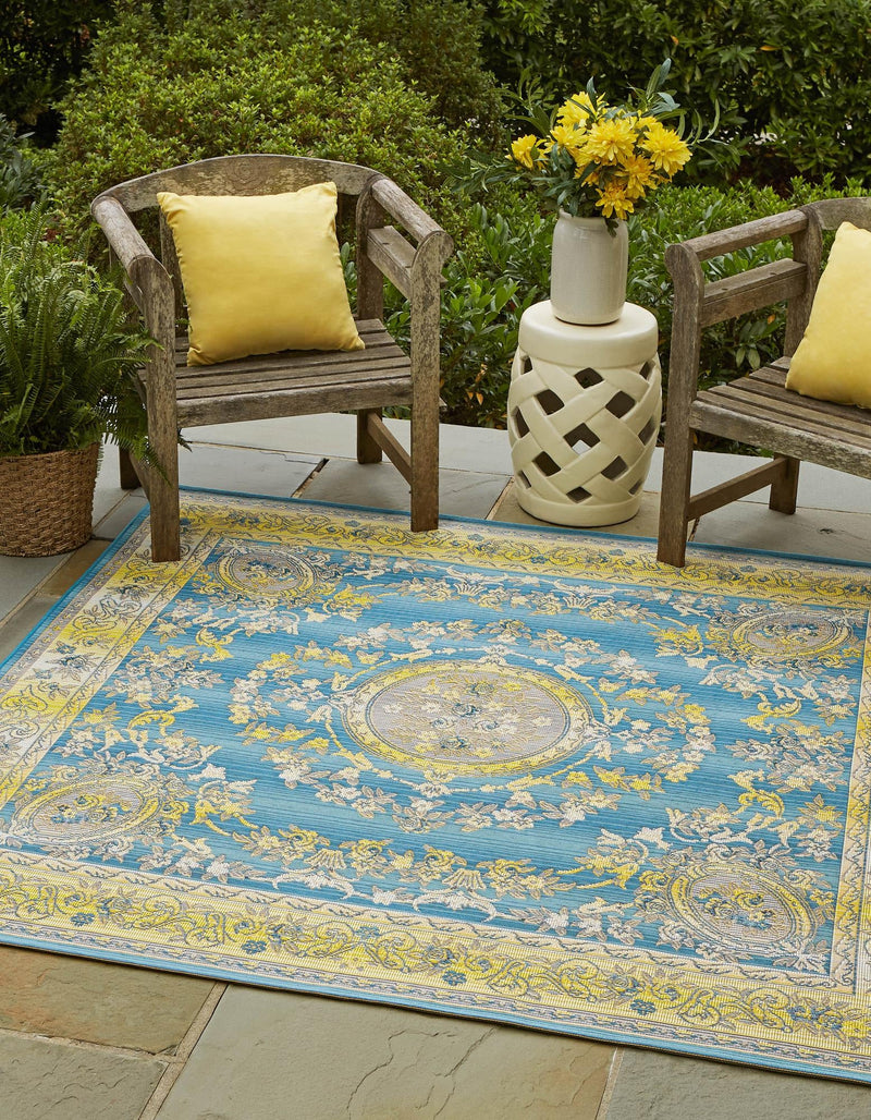 Patio Elegance Collection Area Rug -  Retreat Square Blue  lifestyle 12