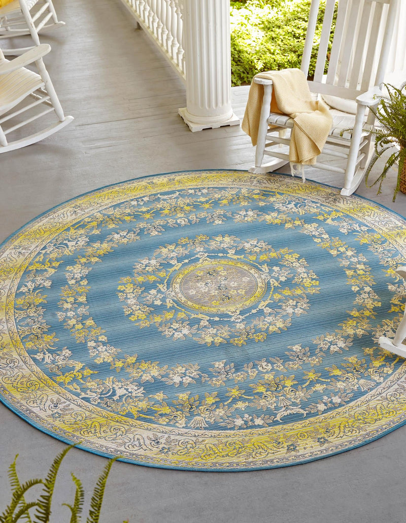 Patio Elegance Collection Area Rug -  Retreat Round Blue  lifestyle 13