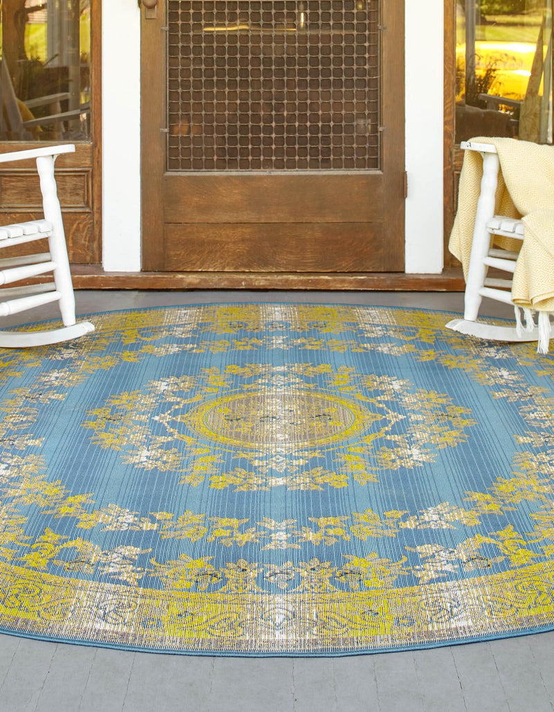 Patio Elegance Collection Area Rug -  Retreat Round Blue  lifestyle 16