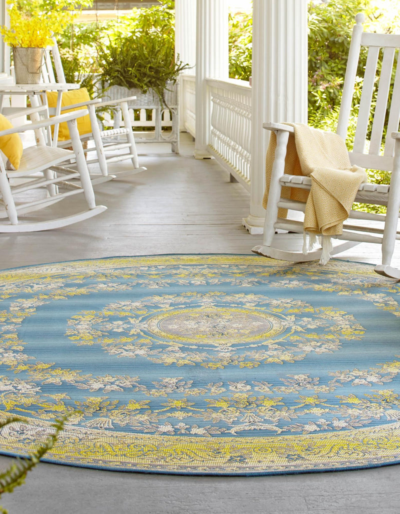 Patio Elegance Collection Area Rug -  Retreat Round Blue  lifestyle 18