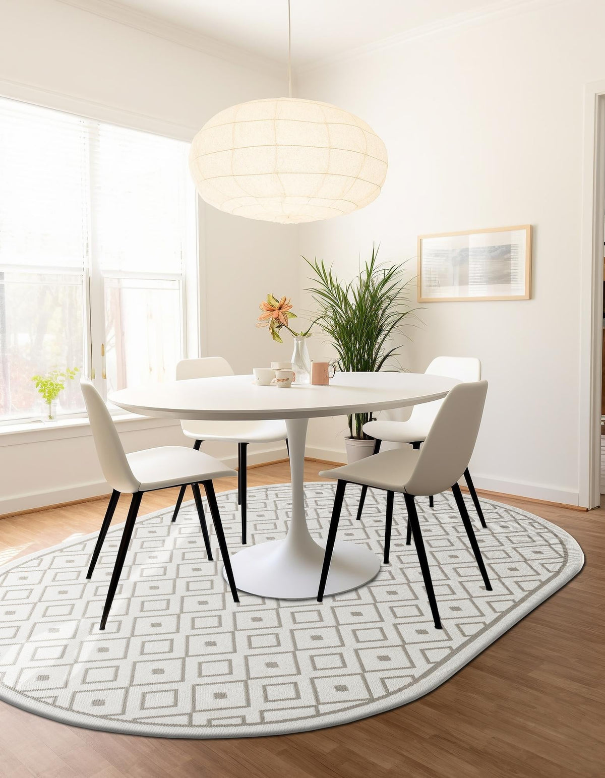 Seaside Lattice Collection Area Rug - Brighton Oval Ivory  lifestyle 108