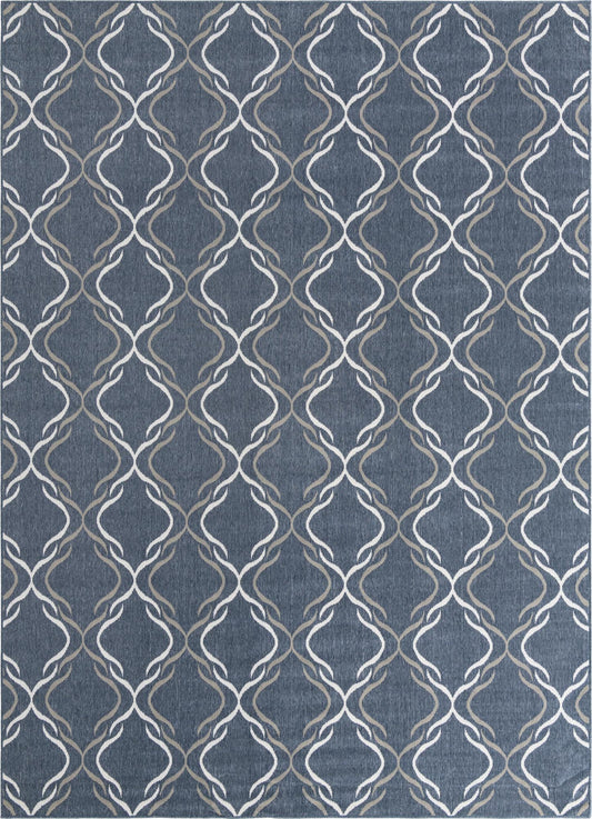 Seaside Lattice Collection Area Rug -  Hastings Rectangle Navy Blue Main