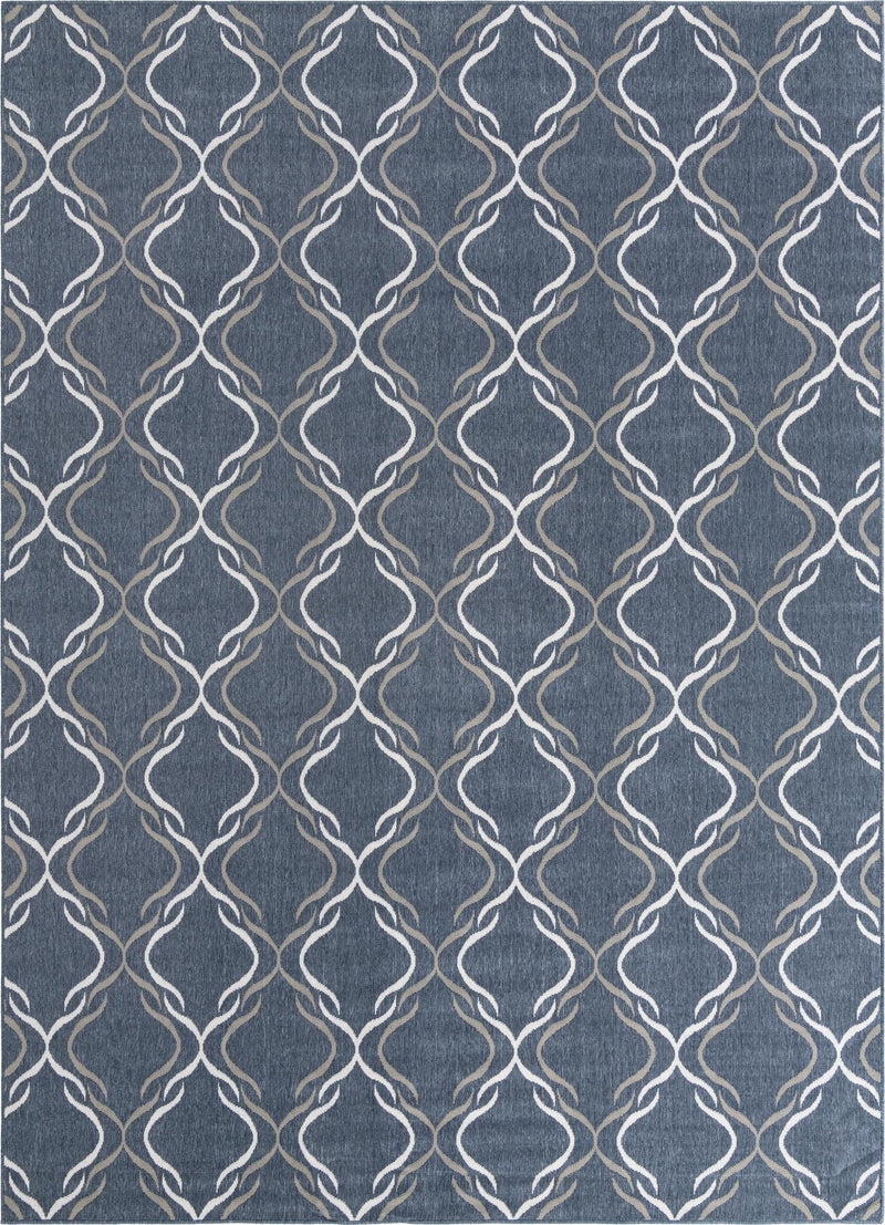 Seaside Lattice Collection Area Rug -  Hastings Rectangle Navy Blue Main