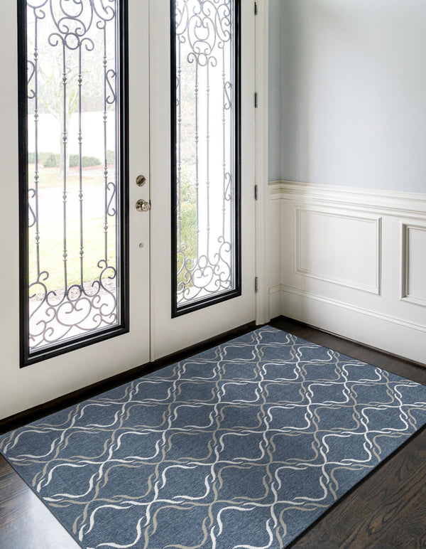 Seaside Lattice Collection Area Rug -  Hastings Rectangle Navy Blue  lifestyle 17