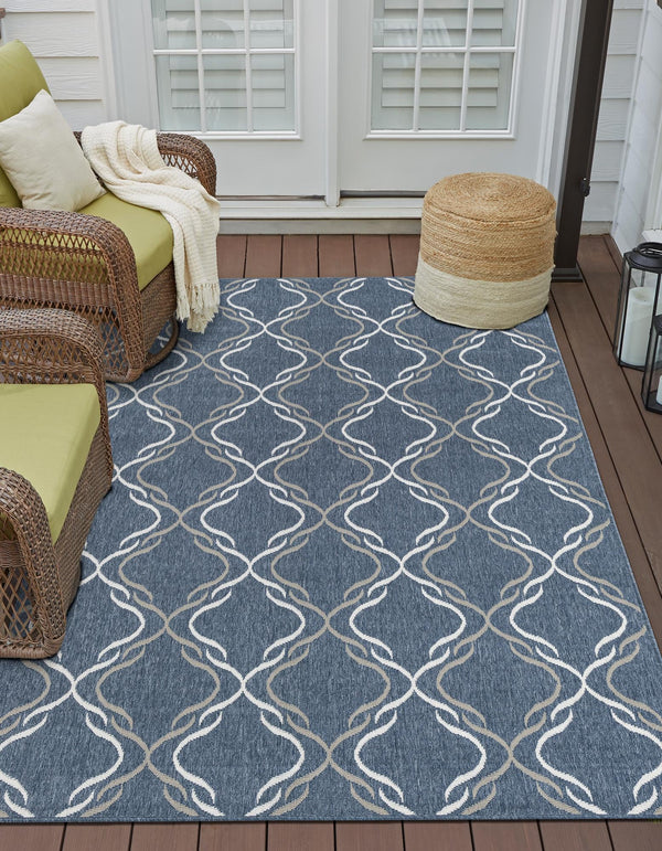 Seaside Lattice Collection Area Rug -  Hastings Rectangle Navy Blue  lifestyle 20