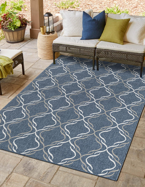 Seaside Lattice Collection Area Rug -  Hastings Rectangle Navy Blue  lifestyle 26