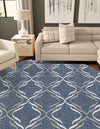 Seaside Lattice Collection Area Rug -  Hastings Round Navy Blue  lifestyle 58
