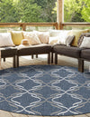 Seaside Lattice Collection Area Rug -  Hastings Round Navy Blue  lifestyle 68