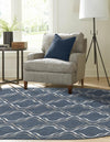 Seaside Lattice Collection Area Rug -  Hastings Oval Navy Blue  lifestyle 59