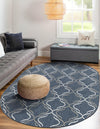 Seaside Lattice Collection Area Rug -  Hastings Oval Navy Blue  lifestyle 93