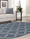 Seaside Lattice Collection Area Rug -  Hastings Oval Navy Blue  lifestyle 125