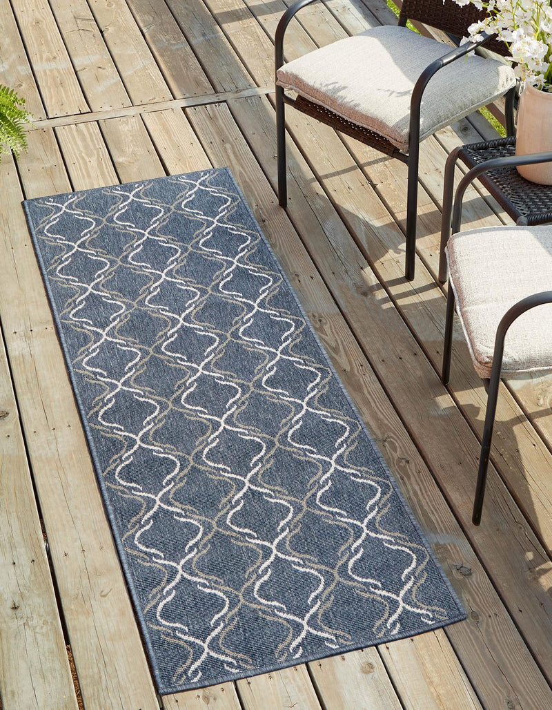 Seaside Lattice Collection Area Rug -  Hastings Runner Navy Blue  lifestyle 57