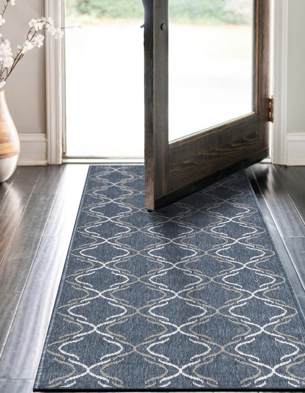 Seaside Lattice Collection Area Rug -  Hastings Runner Navy Blue  lifestyle 87