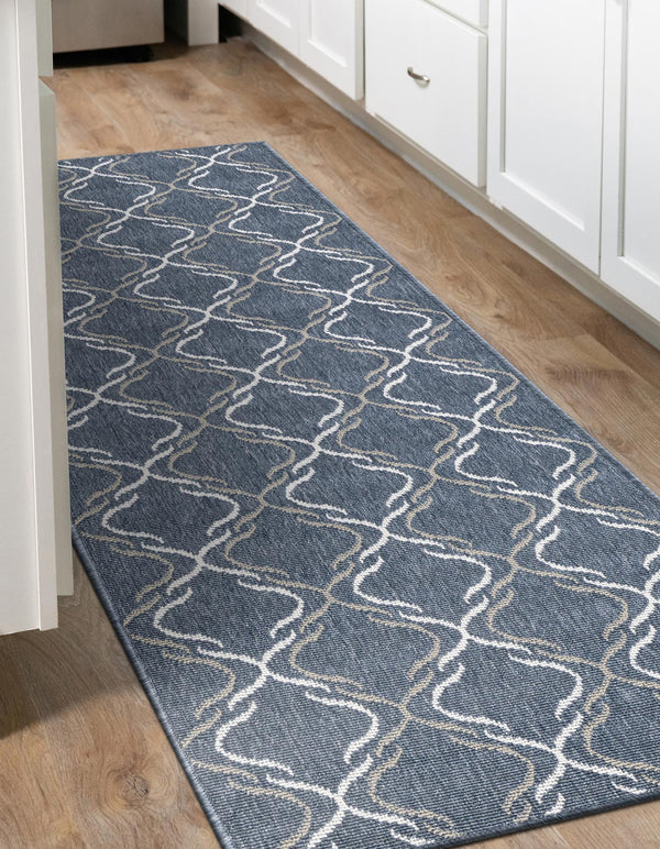 Seaside Lattice Collection Area Rug -  Hastings Runner Navy Blue  lifestyle 105