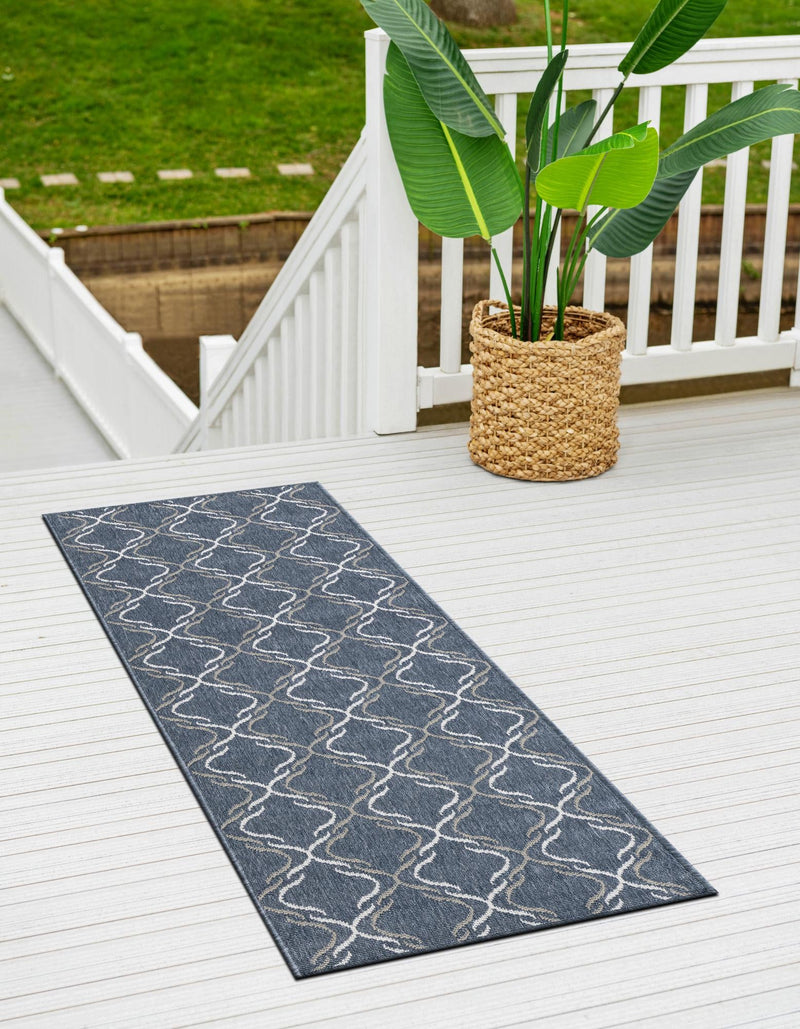 Seaside Lattice Collection Area Rug -  Hastings Runner Navy Blue  lifestyle 114
