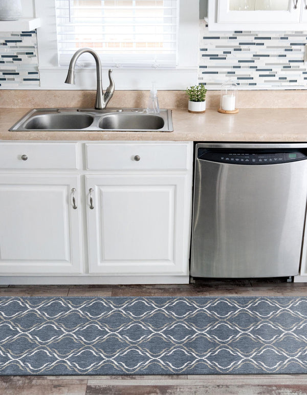 Seaside Lattice Collection Area Rug -  Hastings Runner Navy Blue  lifestyle 141