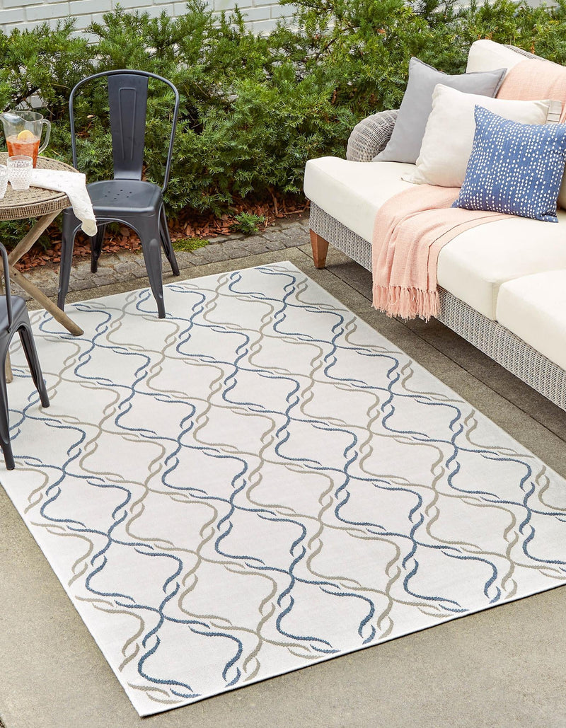 Seaside Lattice Collection Area Rug -  Hastings Rectangle Ivory  lifestyle 3