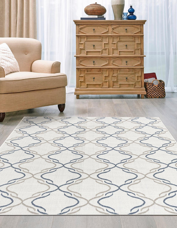 Seaside Lattice Collection Area Rug -  Hastings Rectangle Ivory  lifestyle 6