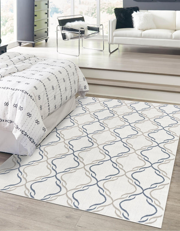 Seaside Lattice Collection Area Rug -  Hastings Rectangle Ivory  lifestyle 12