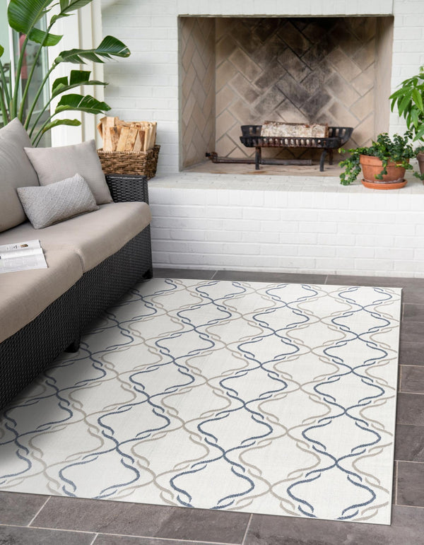 Seaside Lattice Collection Area Rug -  Hastings Rectangle Ivory  lifestyle 15