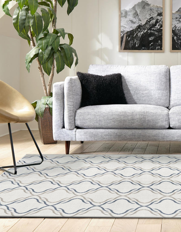 Seaside Lattice Collection Area Rug -  Hastings Rectangle Ivory  lifestyle 18