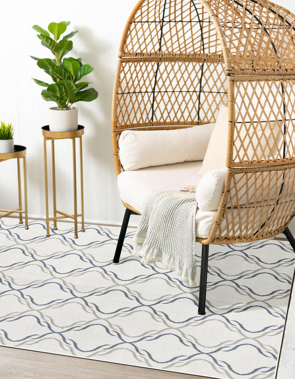 Seaside Lattice Collection Area Rug -  Hastings Rectangle Ivory  lifestyle 24