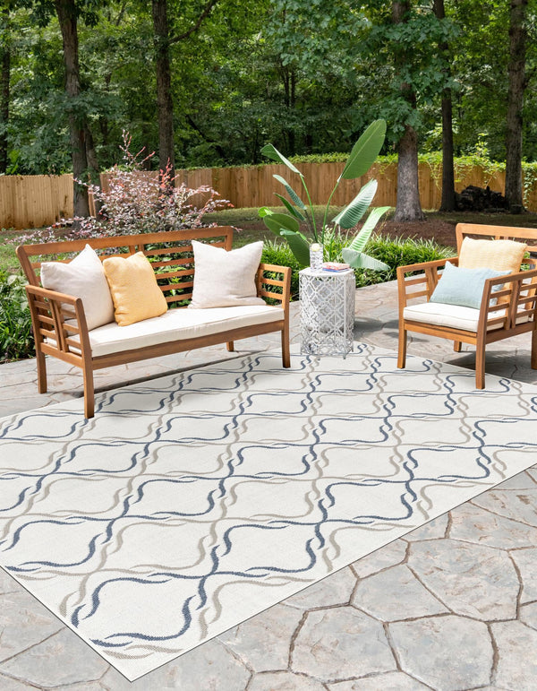 Seaside Lattice Collection Area Rug -  Hastings Rectangle Ivory  lifestyle 27