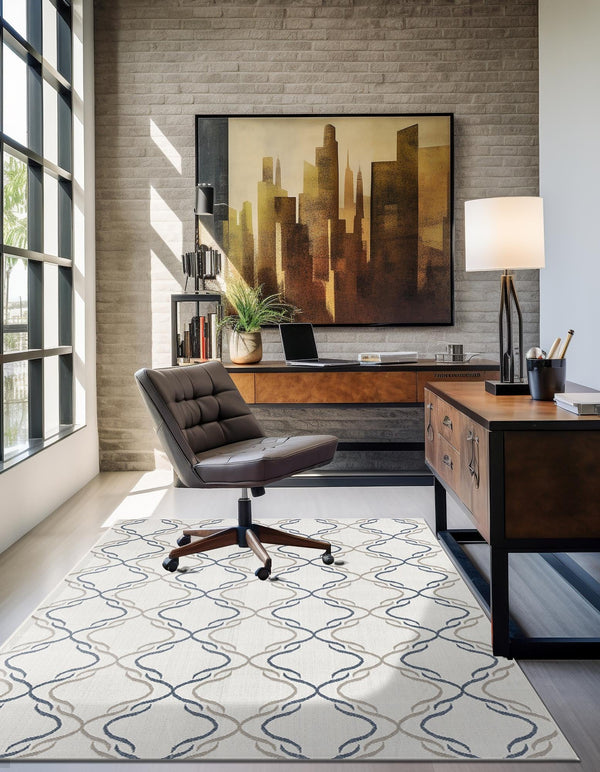 Seaside Lattice Collection Area Rug -  Hastings Rectangle Ivory  lifestyle 30