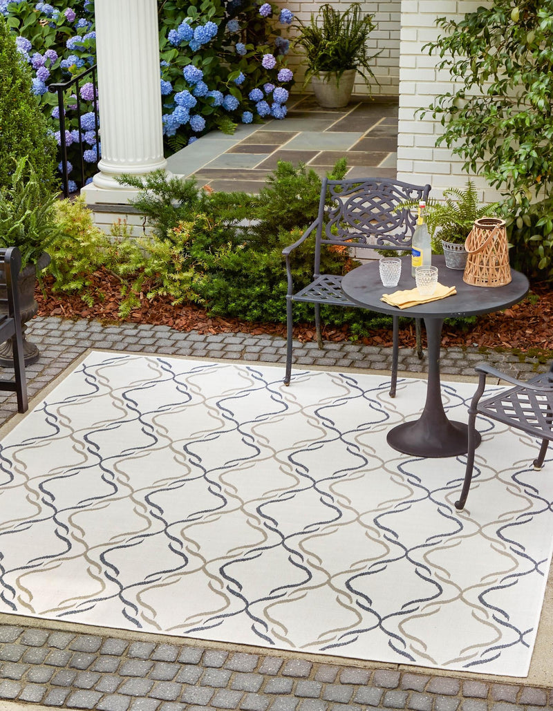 Seaside Lattice Collection Area Rug -  Hastings Square Ivory  lifestyle 49